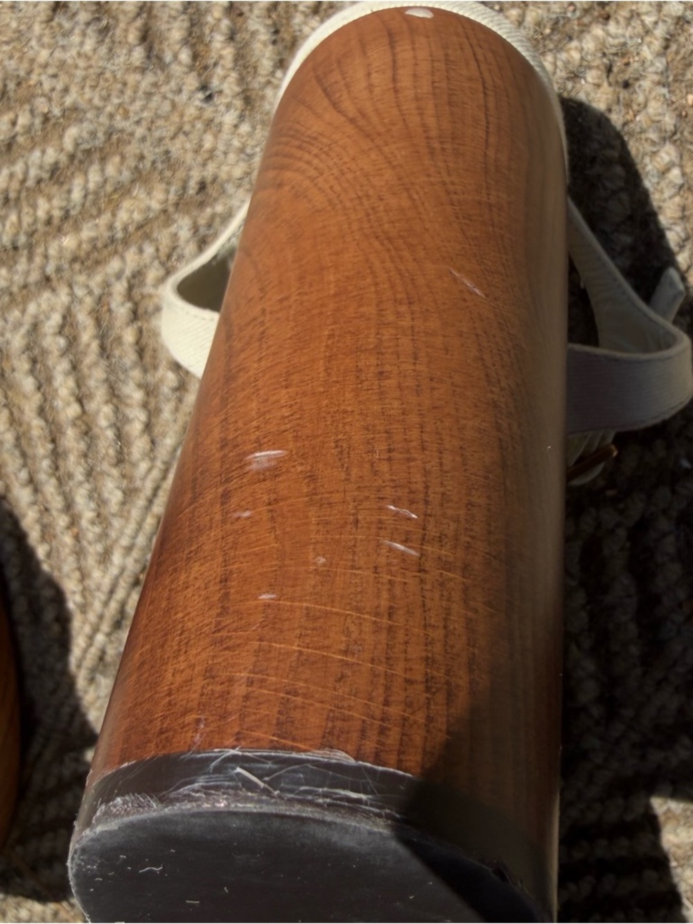 Saint Laurent Cream Leather Platform Sandal with Wood-Effect Heel - Picture 12 of 15